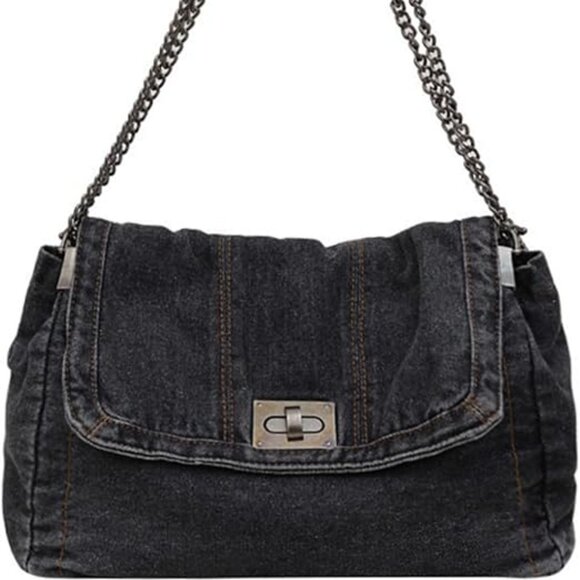 Neiman Marcus Black Denim Purse Bag - Picture 4 of 4